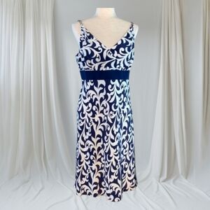 Ann Taylor 100% Silk Fit And Flare Empire Waist Midi Length Lined Dress Size 10